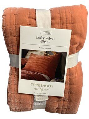 Threshold Lofty Velvet Standard Sham 20"x26" Terracotta Bronze Machine Wash